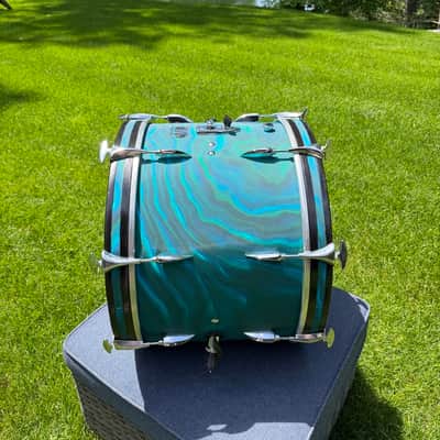 Sonor Tear Drop - Chicago 1966 - Blue/Green Turquoise Satin Flame image 7