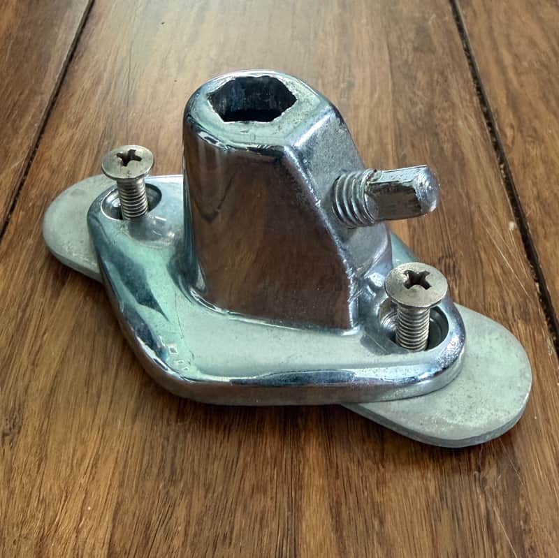 Vintage Hexagon Drum Mount Bracket with Back Plate 1960s - Chrome image 1