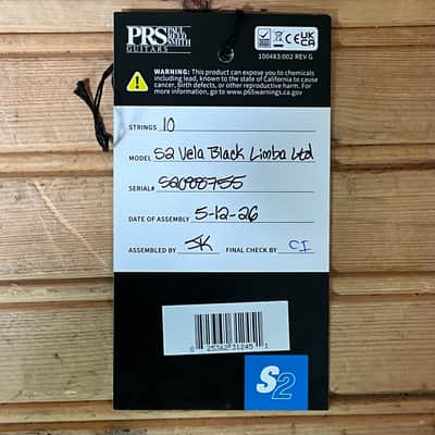 PRS S2 Vela Black Limba Wood Library Electric Guitar - Natural image 8
