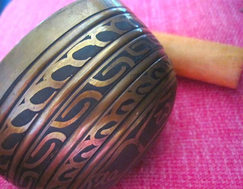 Japanese Rin Singing Bowl Cup Chime Bell with Striker - Vintage image 1