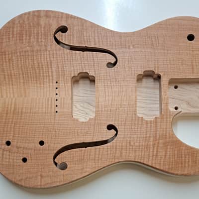 Shepard Custom Guitars Custom Telecaster Body Semi-hollow Backroute Violin Master Flamed Maple Top on 1pc Swamp Ash 2023 - Unfinished image 1