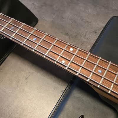 Jackson USA JJ Bass Custom Shop Interference Hot Rod Flames Flip-Flop Color Change 32" Medium Short Scale Scott Ian Music Man Stingray Pickup 18V Preamp American Slap Bass Guitar image 7