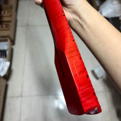 Red round gloss 22frets flame Maple electric Guitar neck for DIY parts image 9