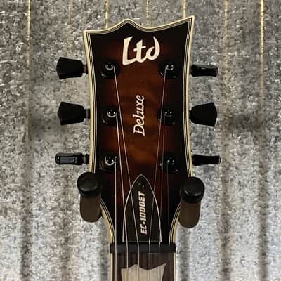 ESP LTD EC-1000 ET Evertune Quilt Top Dark Brown Sunburst Guitar & Case #1459 Used image 4