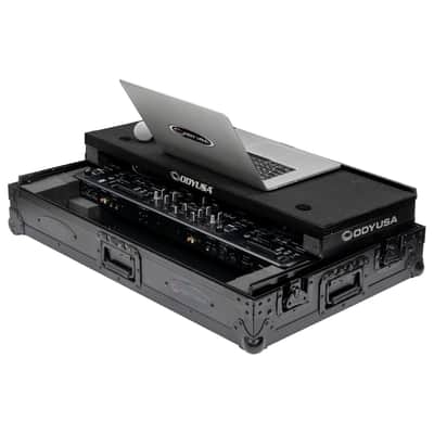 Odyssey FZGSDDJREV5CWBL - Black Label DDJ-REV5 1U Flight Case with Glide Style Laptop Platform and Corner Wheels image 3