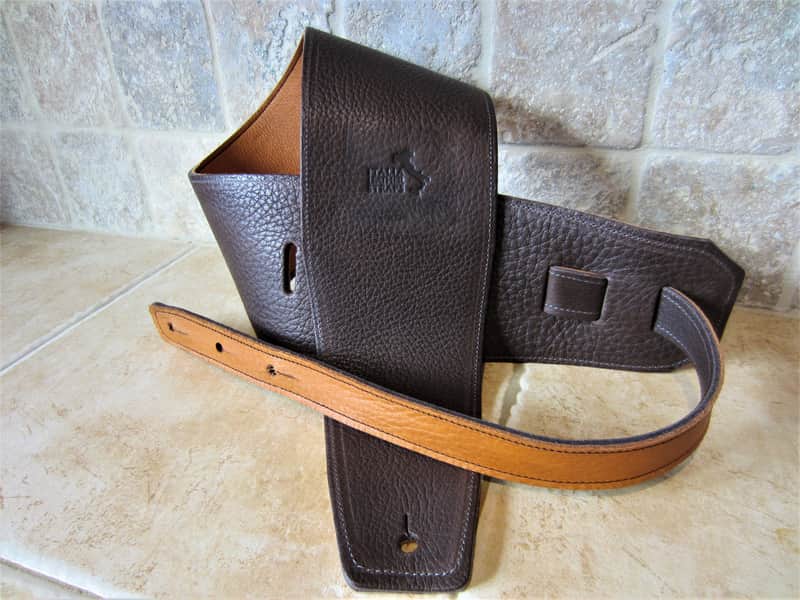 Italia Leather Straps 4 INCH WIDE Chocolate LEATHER GUITAR STRAP 2026 Chocolate Caramel image 1