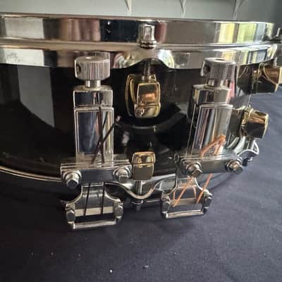 1992 Yamaha Dave Weckl Signature Maple Snare Drum 14" x 5.5" (Model MSD14DW) Transparent Black/Wood Tone image 5