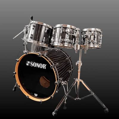 Sonor ProLite Ebony White Stripes Drumset 2012-2025 - Ebony White Stripes image 1
