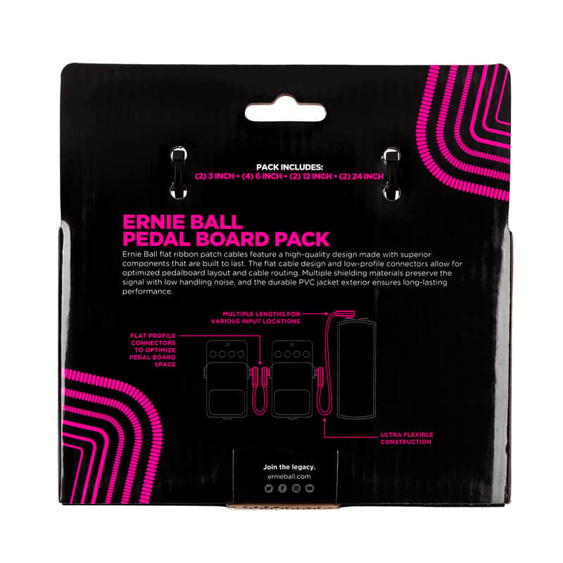 Ernie Ball Pedal Board Pack Flat Ribbon Right Angle 1/4" TS Patch Cables (10) image 2
