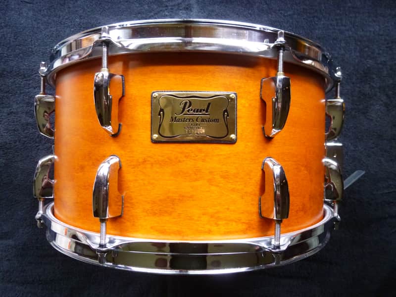 Double A drums 7.5x14" custom snare drum, pearl masters custom extra shell in amber burnish finish w/ video image 1