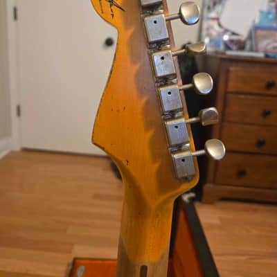 2021 Fender Custom Shop LE '56 Stratocaster Heavy Relic - Faded Shell Pink over 2-tone Sunburst image 5