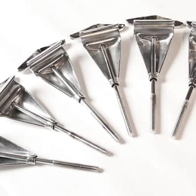 (6) Slingerland Bass Drum Tension Rods & Claws, Original Washers MINT! - 1960's-70's / INSPECTED & TESTED image 7