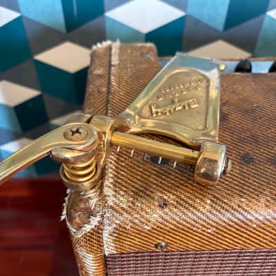 1959 Gibson ES350T Bigsby B6 RARE SHORT HINGE Gold Kalamazoo Sand-Cast Vibrato Tailpiece Original Vintage Gretsch Guild image 4