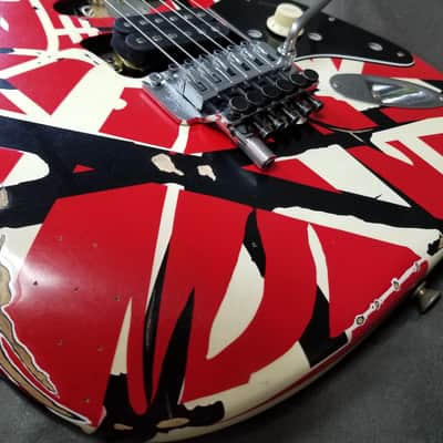 2021 EVH Striped Series Frankie Red / White / Black Stripes Relic image 6