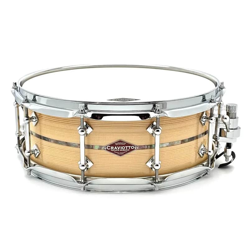 Craviotto Private Reserve Spruce Snare Drum 14x5 w/Black Tahitian Pearl Inlay image 1