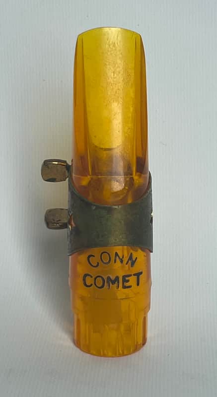 Vintage RARE Conn Comet #3 Alto Mouthpiece With Original Ligature 1950s - Translucent Amber (Orange) image 1