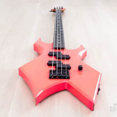1988 BC Rich Warlock Bass NJ Series II Vintage Double P Fluorescent Pink, Japan image 11