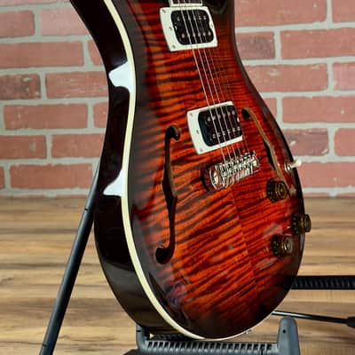 PRS SE Hollowbody I Piezo Double Cut Electric Guitar - Orange Tiger Smokeburst image 9