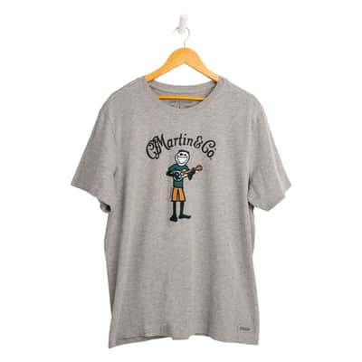 Martin Guitars Life is Good, Ukulele Logo Tee Shirt, Charcoal- Medium image 1