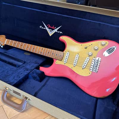 Fender Custom Shop Roasted 1956 Stratocaster Relic Faded Aged Fiesta Red Poblano Pickups image 11