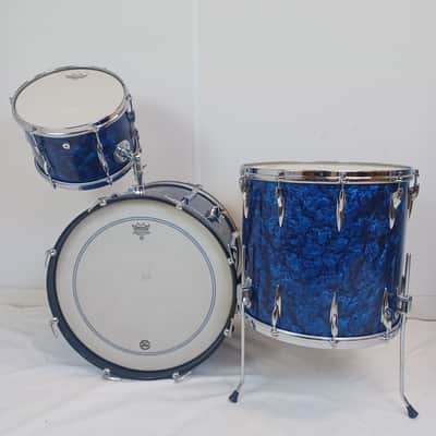 Premier 20,12,16" Blue Pearl Drum Set 3Ply Birch+Die-Cast-Rims Vintage 60s#54 UK image 4