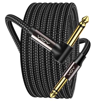 VIOY Guitar Cable 15 ft/5 M, Instrument Right Angle Cables, 6.35 mm (1/4) TS Unbalanced Mono Jack Guitar Amp Cord for Electric Guitar, Bass, Keyboard, Electric Mandolin image 1