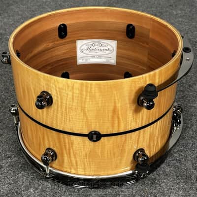 Pearl Masterworks 7pc Drum Set Fiddleback White Sycamore w/Black Nickel Hardware image 7
