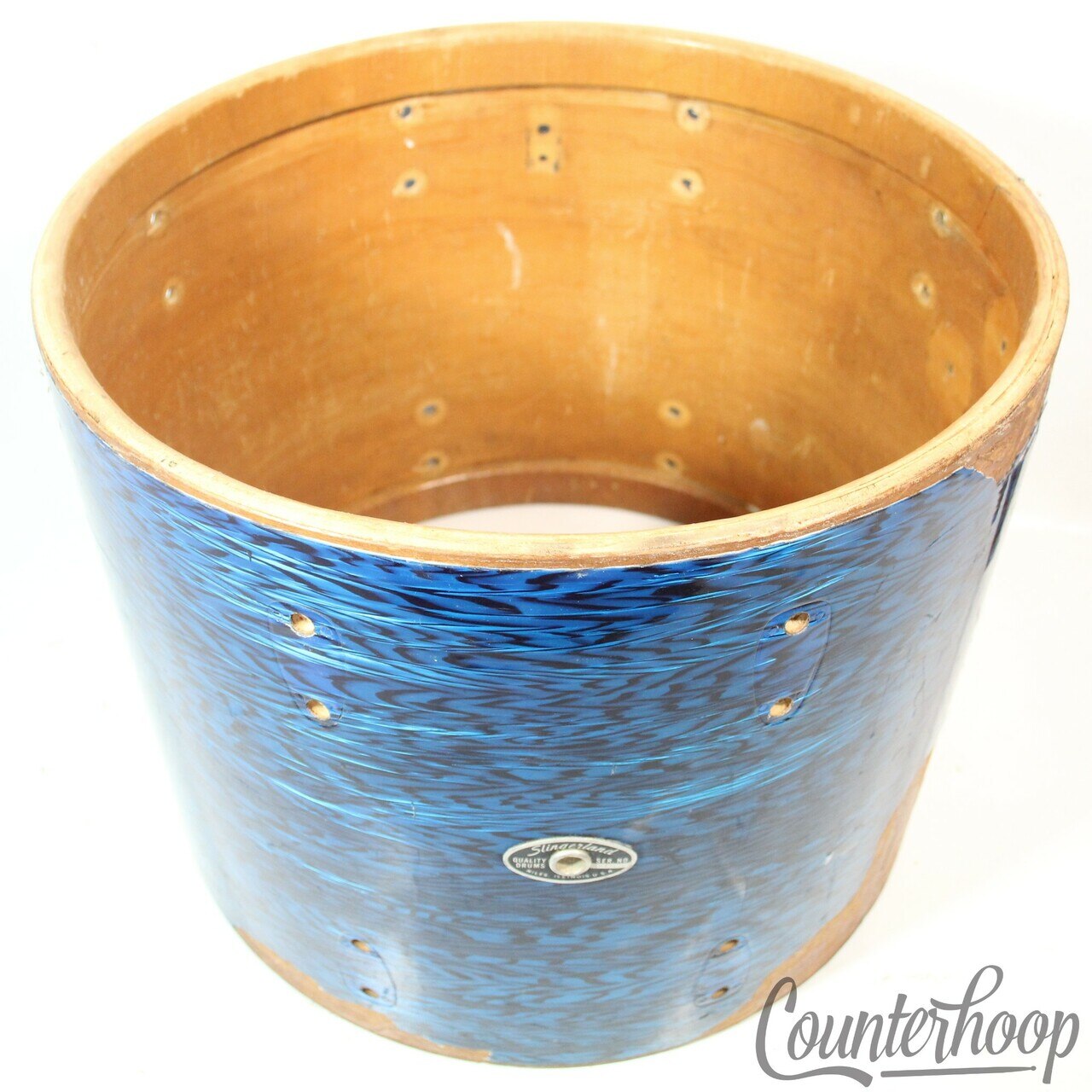 Slingerland 12x15" Blue Agate Drum Shell Vintage70s 3Ply USA Floor Tom Project* — main photograph