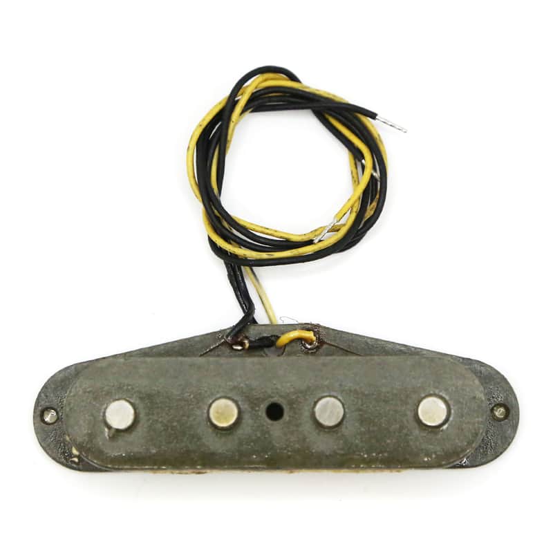 1978 Fender Telecaster Bass Pickup Rare Tele Staggered 4 Pole Piece White Cloth Gray Bobbin Yellow Black Plastic Wire Precision P Bass (#2 - 122378 - 7.42) image 1