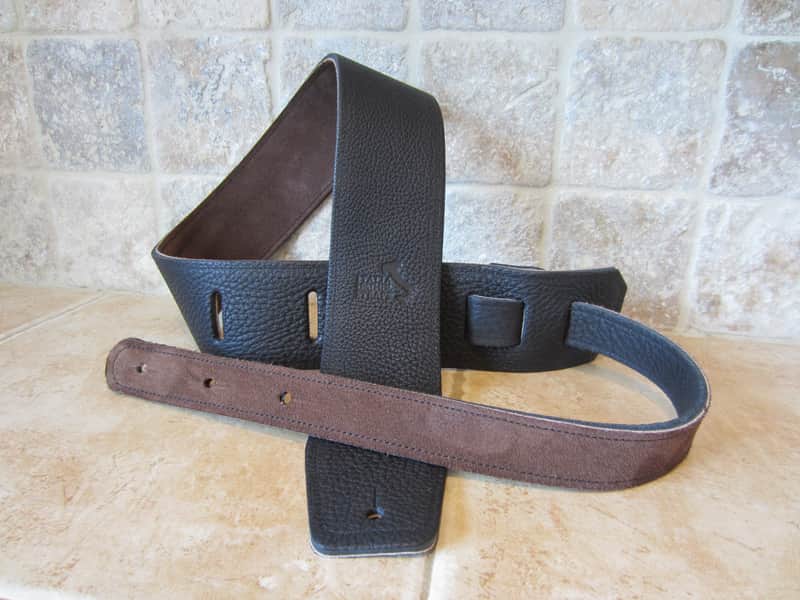 Italia Leather Straps 2.5 INCH WIDE BLACK LEATHER GUITAR STRAP 2026 image 1