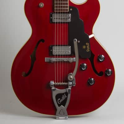Guild Starfire III Thinline Hollow Body Electric Guitar (1966), ser. #EK-1349, original black hard shell case. image 3