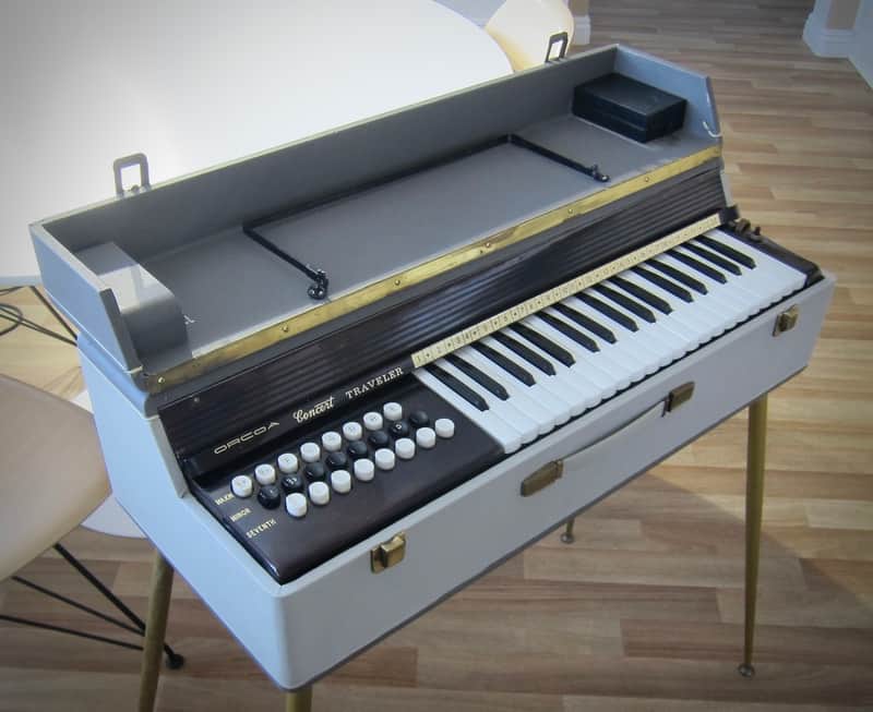ORCOA by Farfisa Air Organ Model 311 Concert Traveler 24 Chords Made in Italy Circa-1960s-Two Tone Grey image 1