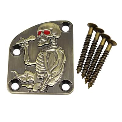 Singing Skull Vintage Bronze Guitar and Bass Neck Plate