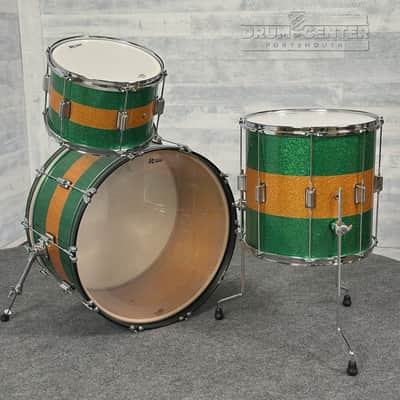 Rogers Tower 3pc Drum Set 24/13/16 Green & Gold Sparkle image 2