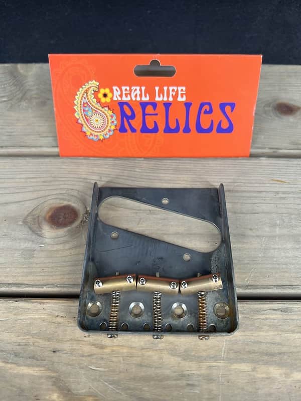 Real Life Relics  Aged Nickel Vintage Telecaster® Bridge with Aged Brass Compensated Slant Saddles   [D6] image 1