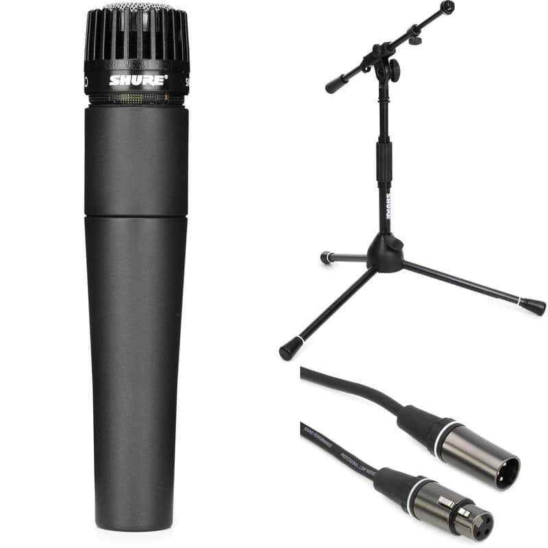 Shure SM57 Instrument Microphone Bundle with Short Stand and Cable image 1