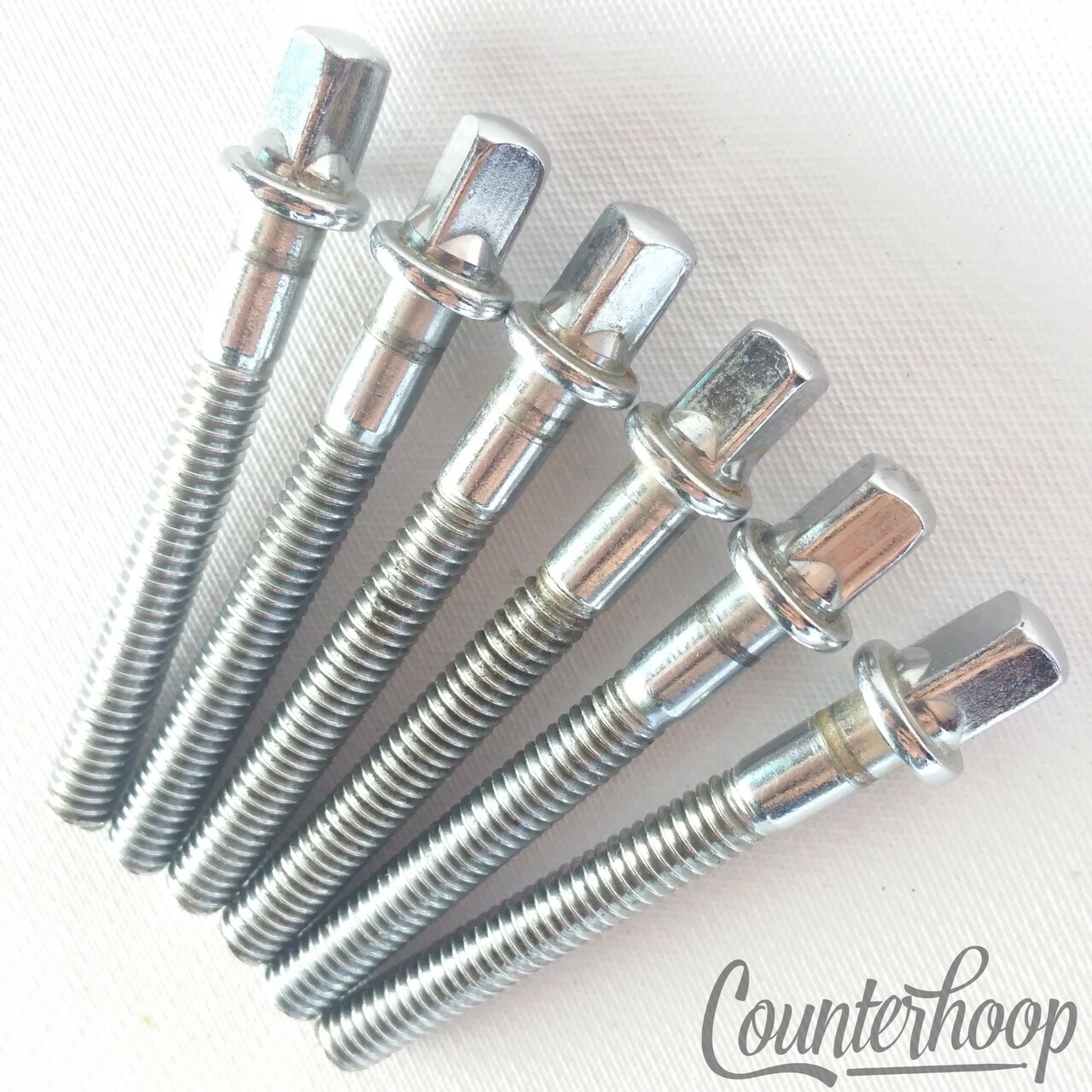 Ludwig 6x 1 7/8"Tension T-Rods Chrome Vintage 60s Snare/Tom Drum Tensioners Part — main photograph
