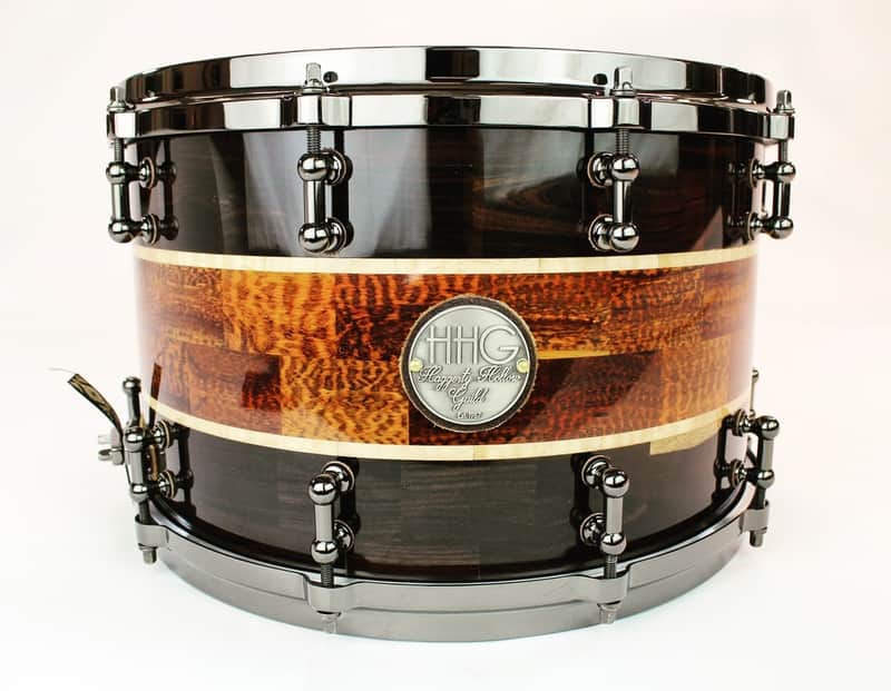 HHG Drums 14x8.5 Blackwood, Snakewood, And Maple Segmented Snare, High Gloss image 1