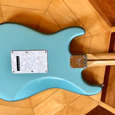2001 Fender USA Lone Star American HSS Stratocaster Electric Guitar Teal Green Metallic Fender Padded case image 19