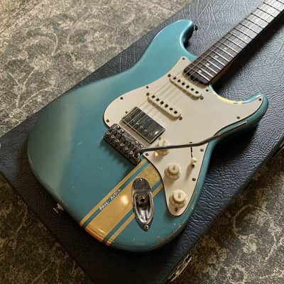 Made to Order - FRANCHIN Mercury guitar Paul Audia Signature - Lake Placid Blue / Sherwood Green / Candy Apple Red - Gold Racing Stripe Relic Aged 100% Nitro Lacquer Stratocaster-Strat-S-Style Made in Italy image 12