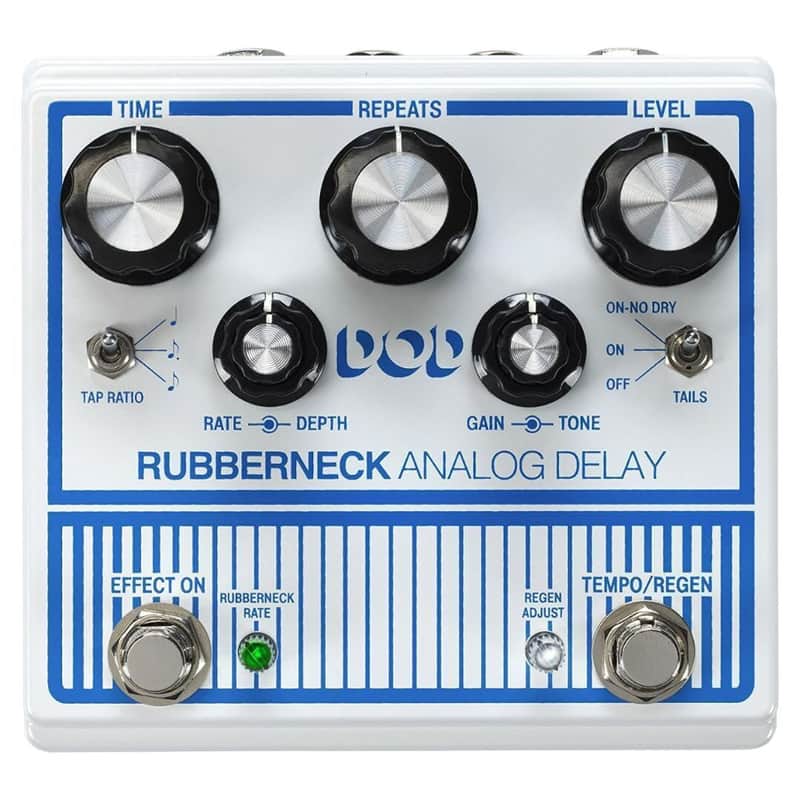 DigiTech DOD-RUBBERNECK Analog Delay Pedal with Double Concentric Knobs, Double Footswitches and Remote Footswitch Control (White) image 1