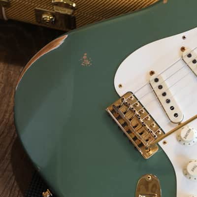 2021 Fender Custom Shop 1956 Reissue Stratocaster Electric Guitar Relic Sherwood Green Metallic + COA OHSC image 4