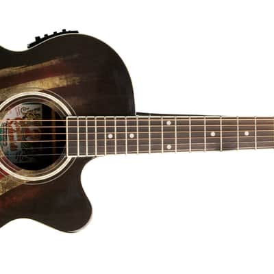 Oscar Schmidt Acoustic Electric Guitar - USA Flag - OG10CEFLAG image 2