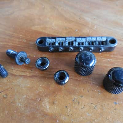 Unbranded Black Hardware Lot. Gibson-type Tun-a-Matic Bridge & Knobs, etc. image 1