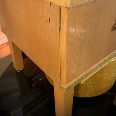 Rotary Connection Vibra-Table MINI PLUS! Leslie/Rotary guitar speaker cabinet/fliptop table with upfiring vintage 10” speaker and 12” downfiring into Leslie. Speed control foot switch. LIGHTS UP! 50 watts/16 ohms 2026 - Blonde wood / gold sparkle image 24