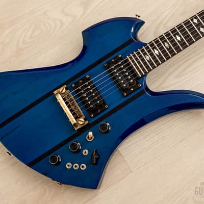 1980s B.C. Rich USA Mockingbird Neck Through Vintage Guitar Transparent Blue w/ Mono Case image 1