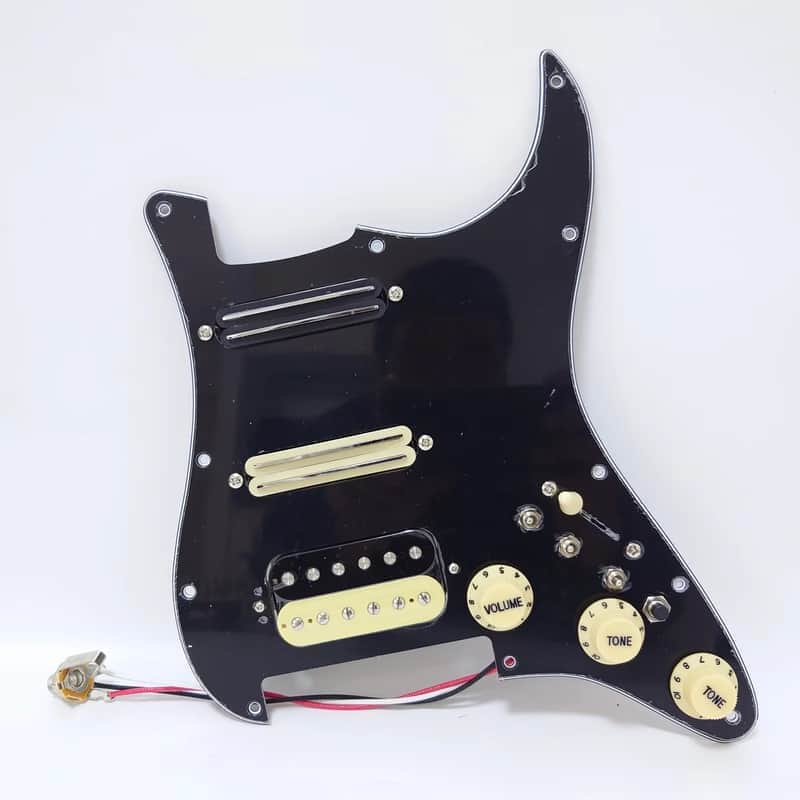 HSS Dual Blades Pickups Guitar Strat Style Loaded Prewired Pickguard in Black image 1