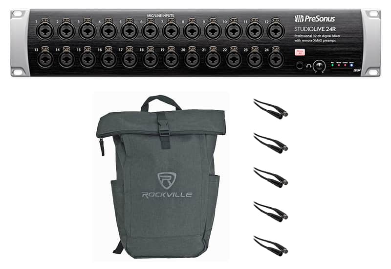 PRESONUS Studiolive 24R 24-Channel Digital Rack Mixer+(5) XLR Cables+Laptop Bag image 1