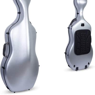 Crossrock 4/4 Full Size Cello Case Poly Carbon Composite Hardshell with Backpack & Wheel in Silver image 1