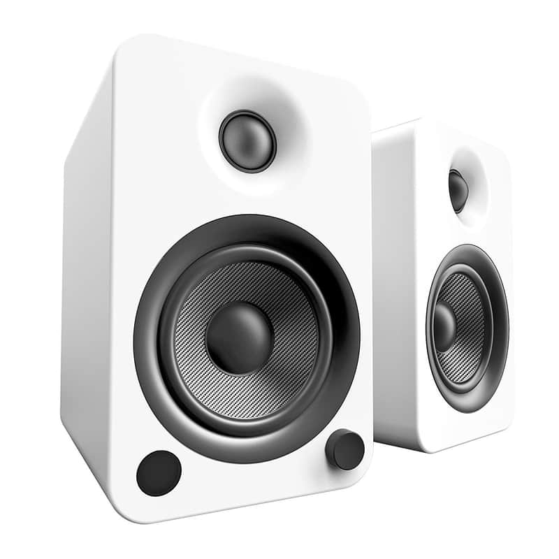 Kanto: YU4 Powered Bookshelf Speakers - Matte White (YU4MW) +S4 Stands - White image 1